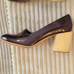 Rachel Comey Womens Size 8 Leeds Burgundy Patent Leather Pump Wood Block Heels